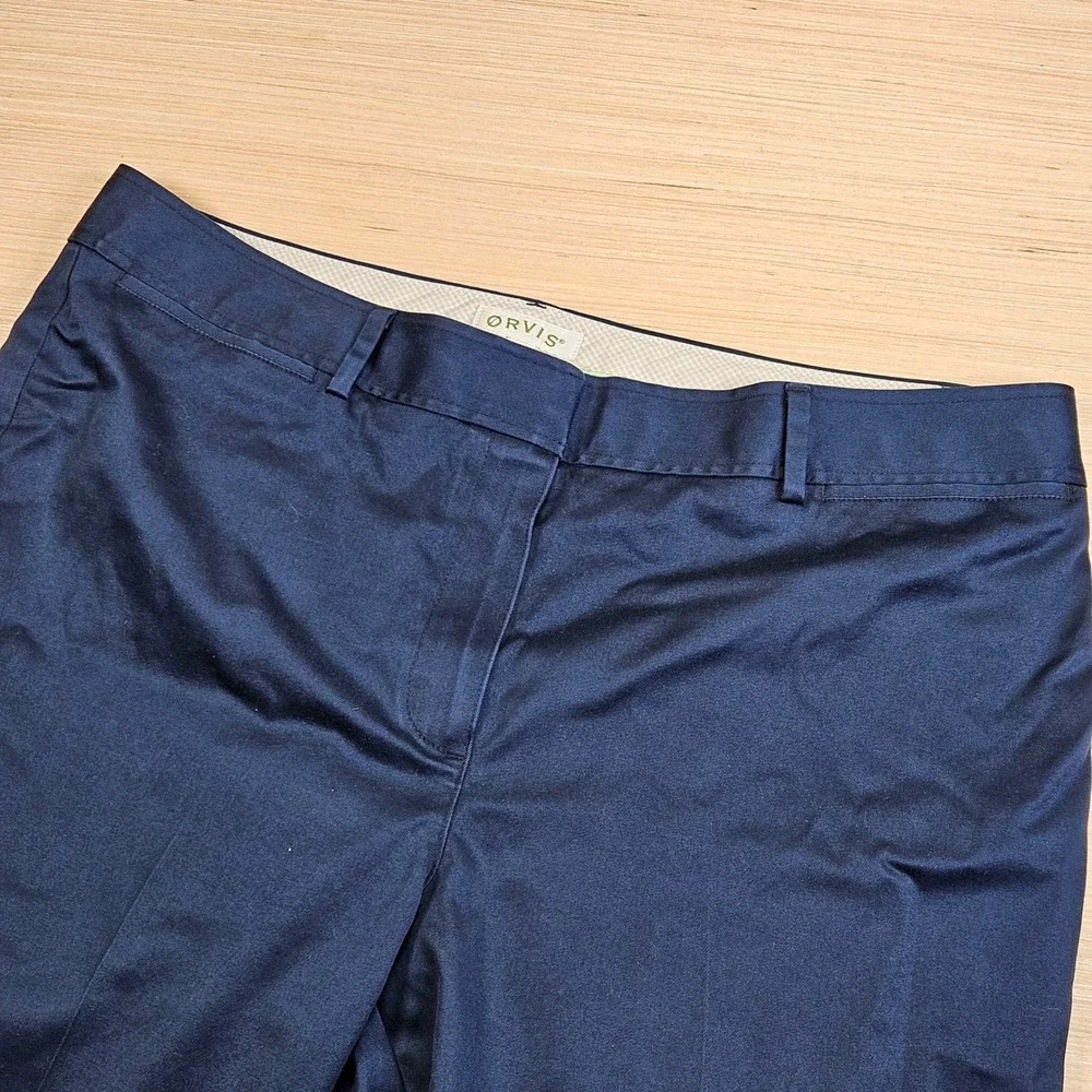 Orvis Chino Pants Women 16 Blue‎ Cotton Blend Stretch Straight Leg Workwear